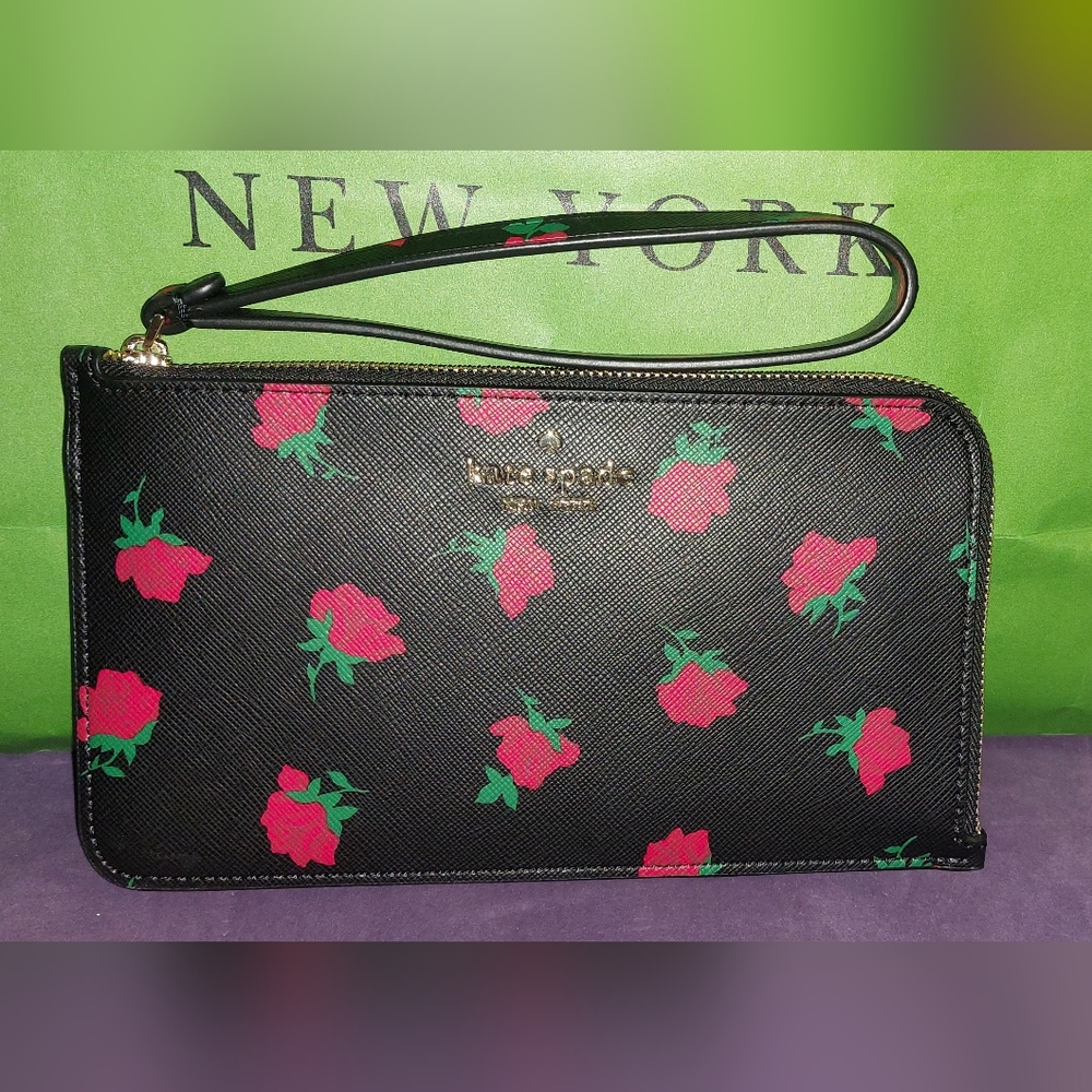 Kate Spade Lucy Ditsy Rose Toss Medium L Zip Wristlet